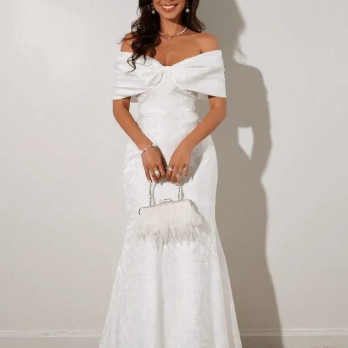 Bow Off-Shoulder Maxi Dress