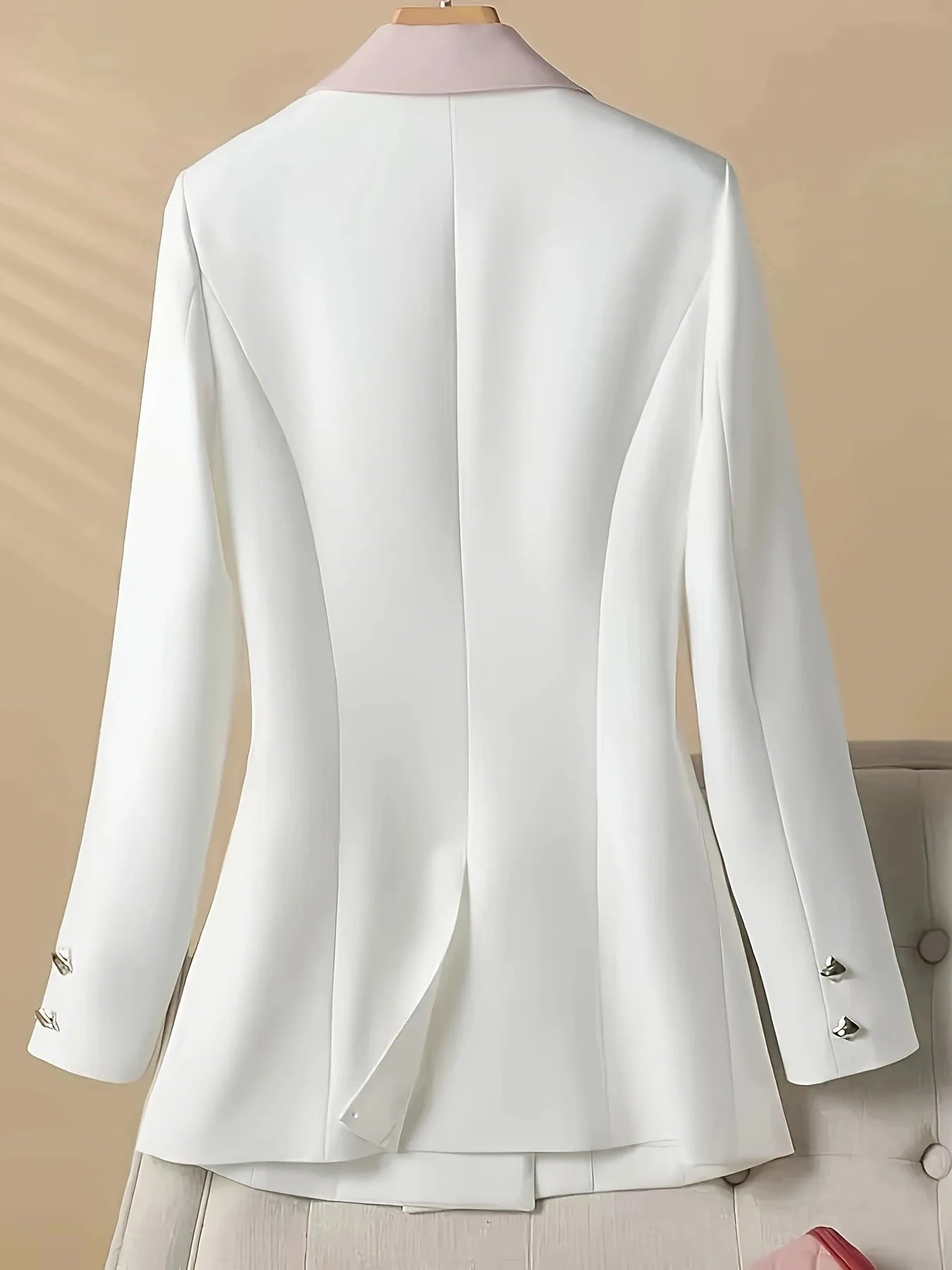 Double-Breasted Contrast Trim Blazer - Image 3