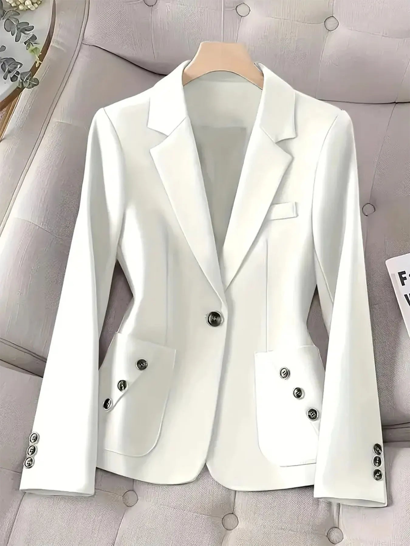 One-Button Blazer with Pockets - Image 8