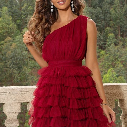 One-Shoulder Sleeveless Dress